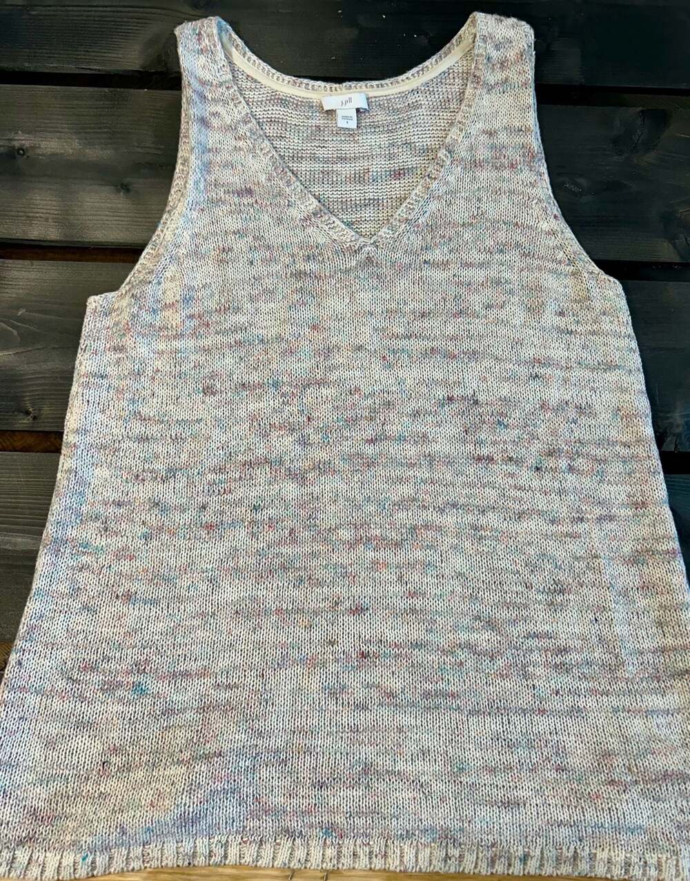 J.Jill Multicolored Pastel Knit Sleeveless V-Neck Sweater Tank Top